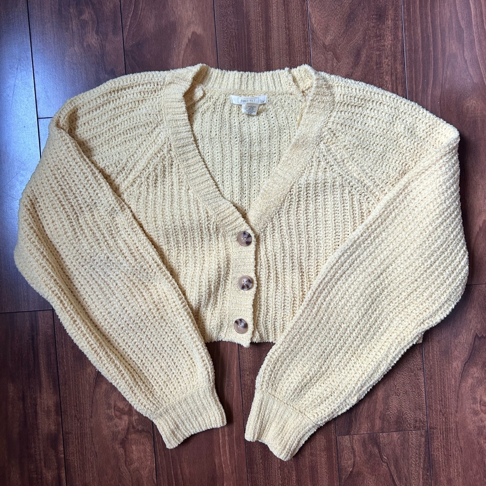 PacSun Cream Button-Up Sweater